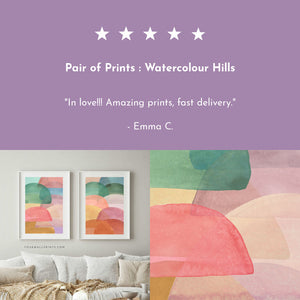 Pair of Prints : Watercolour Hills