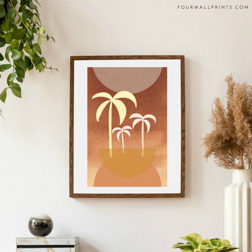 Earth Moon With Three Palms