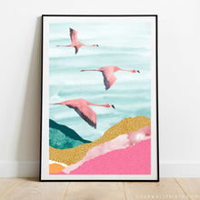 Load image into Gallery viewer, Pair of Prints : Flying In The Pink &amp; Turquoise No.2