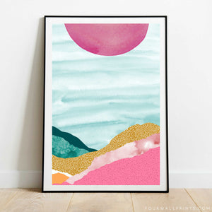 Pink & Turquoise Landscape No.3