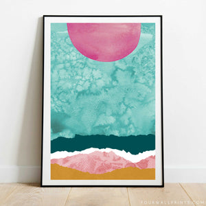 Pair of Prints : Flying In The Pink & Turquoise No.1