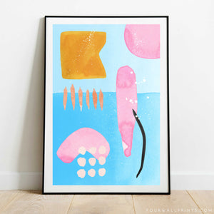 Pair of Prints : Blue + Pink Abstracts