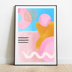 Pair of Prints : Blue + Pink Abstracts