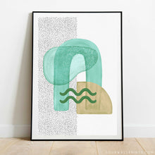 Load image into Gallery viewer, Pair of Prints : Green Shapes No.1