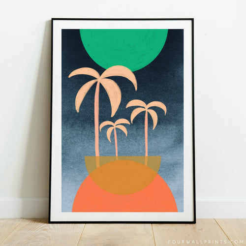Mint Moon With Three Palms