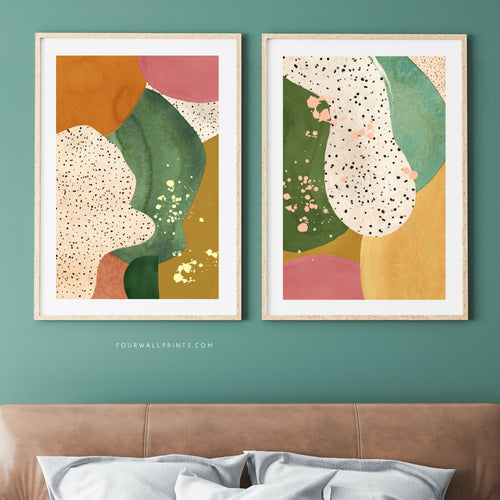 Pair of Prints : Pink + Olive (Yellow)