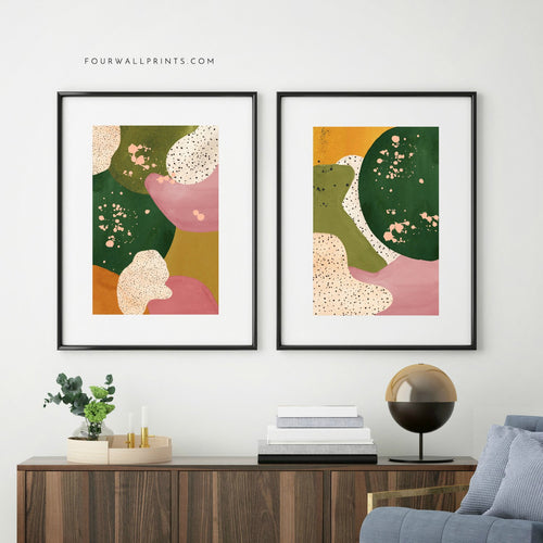 Pair of Prints : Pink + Olive (Peach)