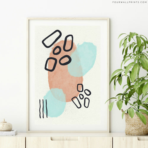 Peach + Blue Abstract