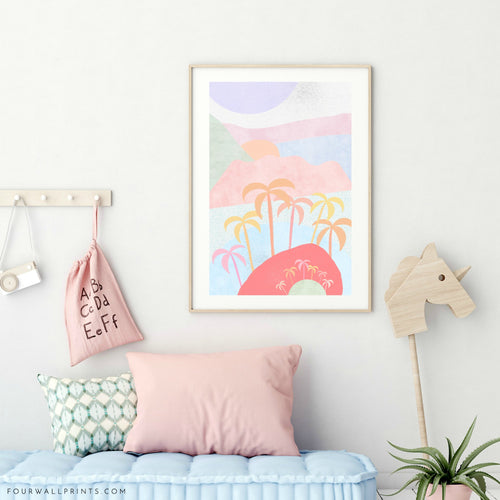 Peach Palms On Pastel