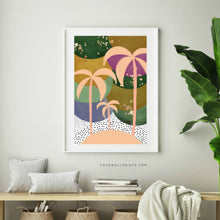Load image into Gallery viewer, Peach Palms + Gold Splatter No.1