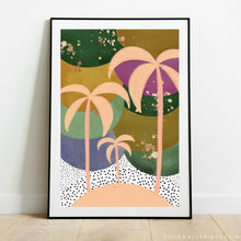 Load image into Gallery viewer, Peach Palms + Gold Splatter No.1