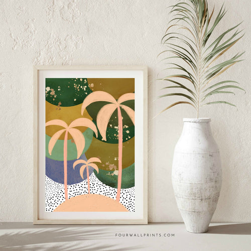 Peach Palms + Gold Splatter No.2