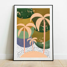 Load image into Gallery viewer, Peach Palms + Gold Splatter No.2