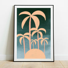 Load image into Gallery viewer, Peach Palms On Green Sky