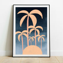Load image into Gallery viewer, Peach Palms On Blue Sky