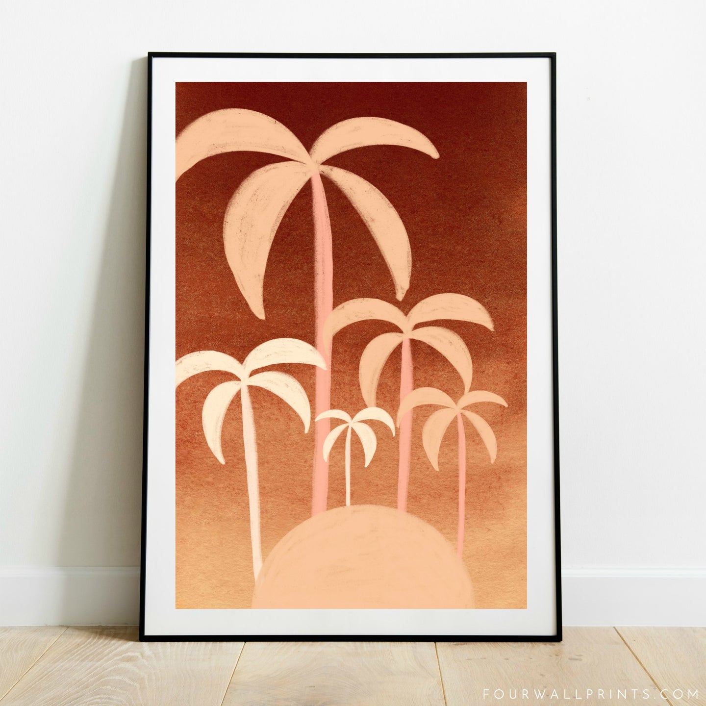 Peach Palms On Terracotta Sky