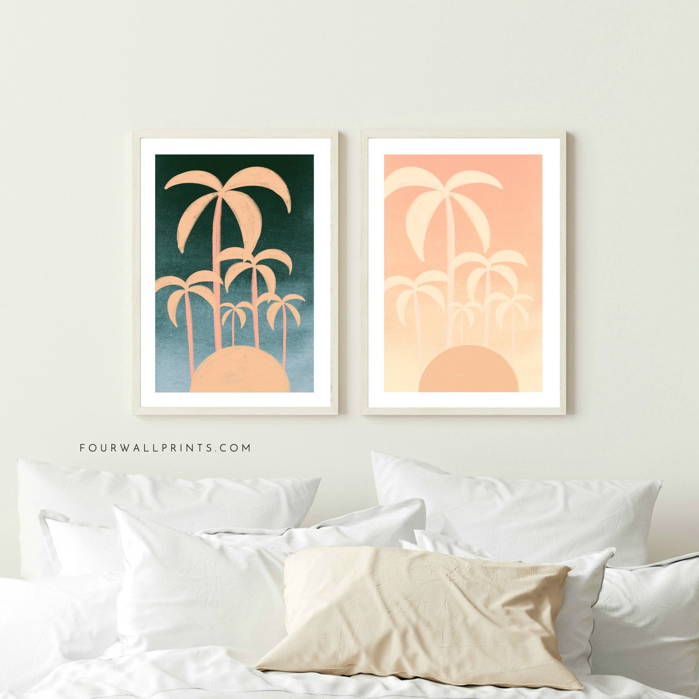 Pair of Prints : Peach Palms No.1