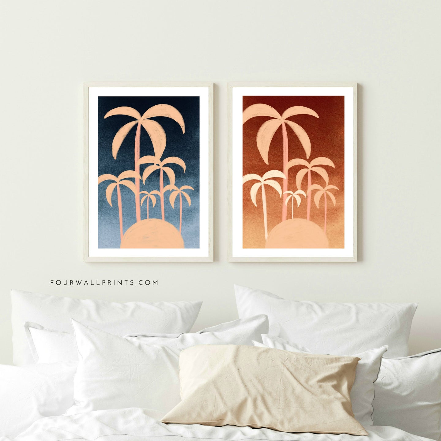 Pair of Prints : Peach Palms No.2