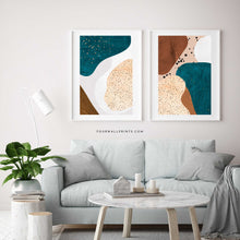 Load image into Gallery viewer, Pair of Prints : Teal &amp; Brown One