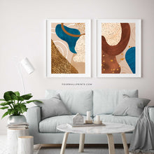 Load image into Gallery viewer, Pair of Prints : Teal &amp; Brown Two