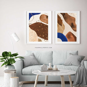 Pair of Prints : Blue & Brown One