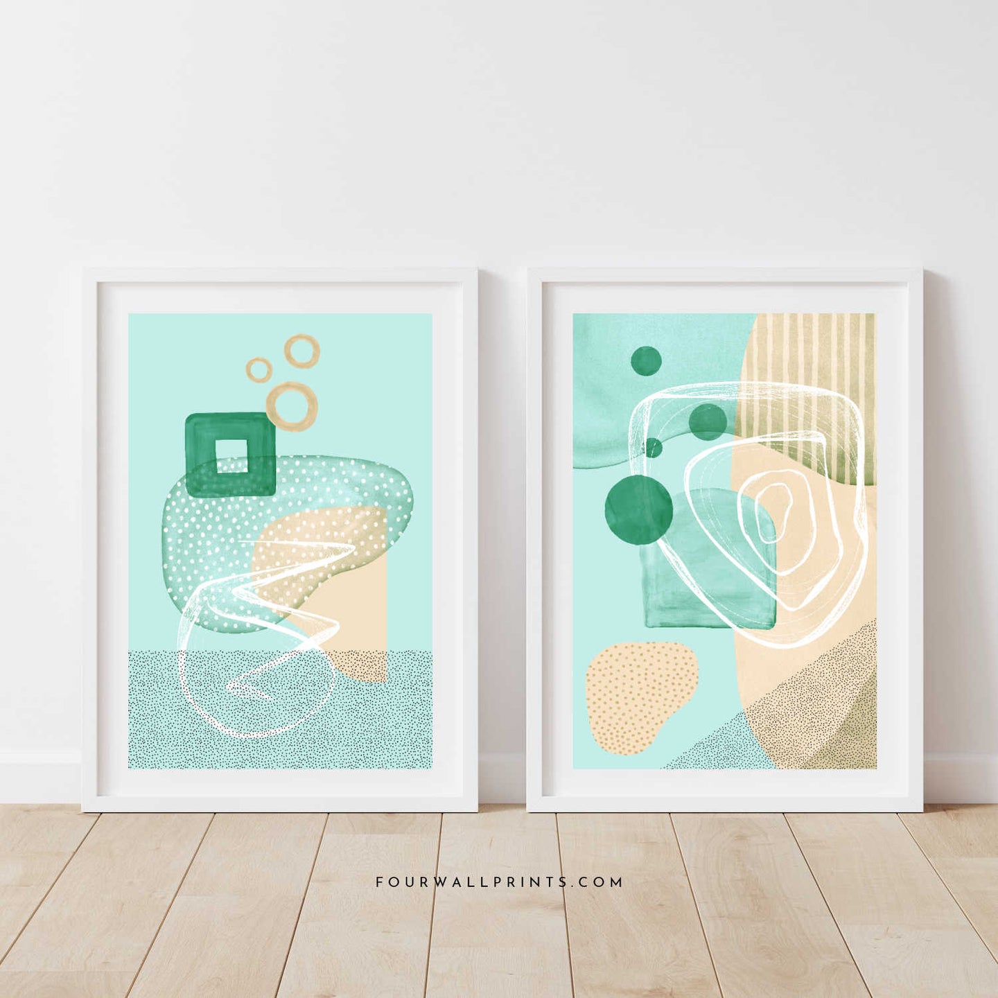 Pair of Prints : Green Shapes No.2