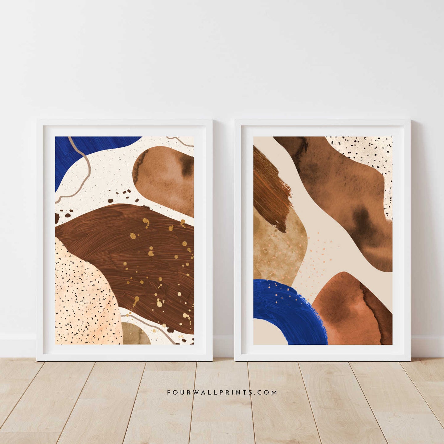 Pair of Prints : Blue & Brown One