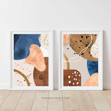 Load image into Gallery viewer, Pair of Prints : Blue &amp; Brown Two