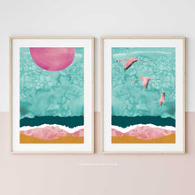 Load image into Gallery viewer, Pair of Prints : Flying In The Pink &amp; Turquoise No.1