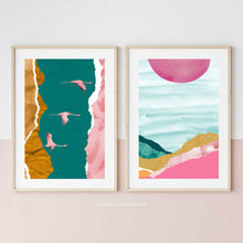 Load image into Gallery viewer, Pink &amp; Turquoise Landscape No.3